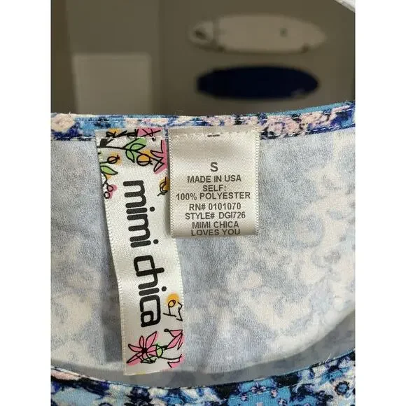 Mimi Chica Size Small Long Bell Sleeve Dress Print Open Back Boho Fairy Festival - Picture 5 of 5